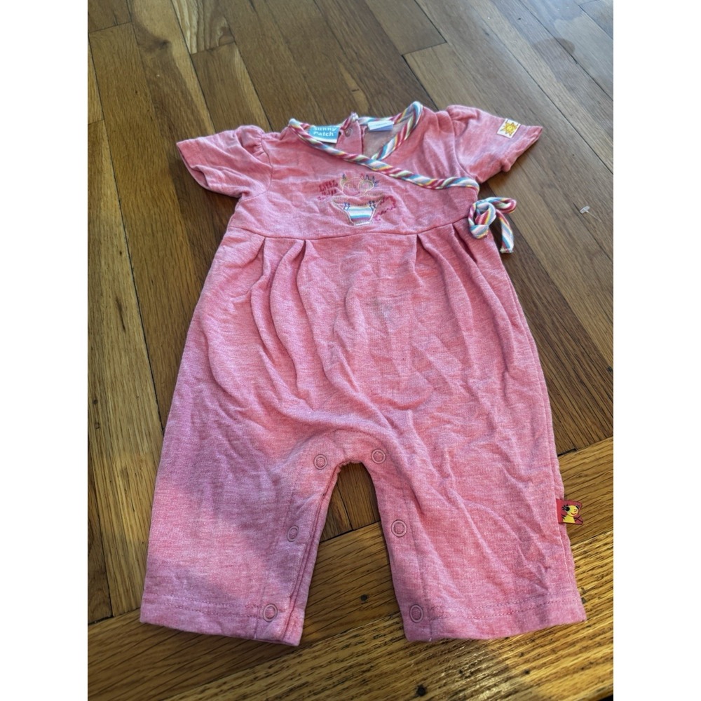 Vintage Sunny Patch Little Miss Spider Embroidered Pink Romper 3 Months Snaps